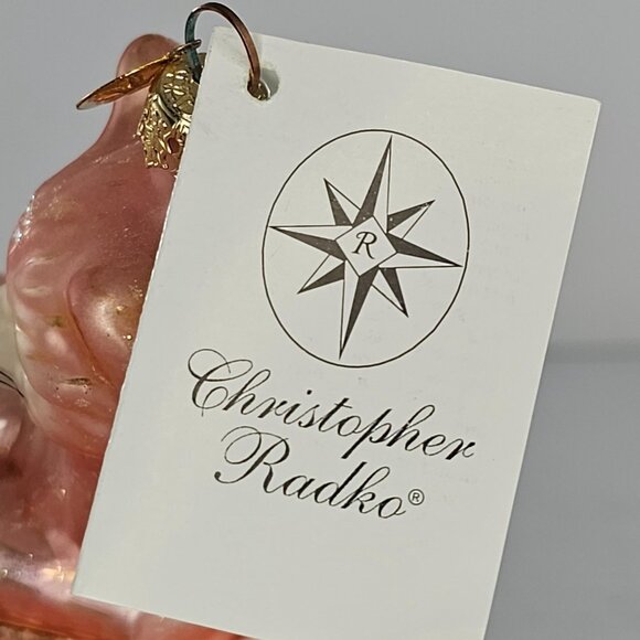 Christopher Radko Terracotta Kitty Christmas Ornament QVC Pink Cat Green Eyes - Picture 6 of 8